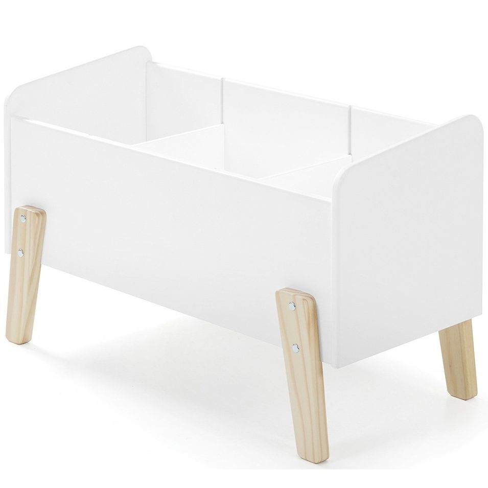 Coffre à jouets bois laqué blanc et pieds bois clair Kiddy - Photo n°1