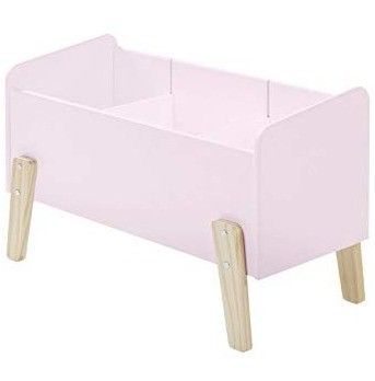 Coffre à jouets laqué vieux rose et pieds bois massif clair Kiddy - Photo n°1