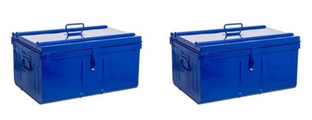 Coffre de chantier avec plateau amovible métal bleu Dax - Lot de 2 - Photo n°1