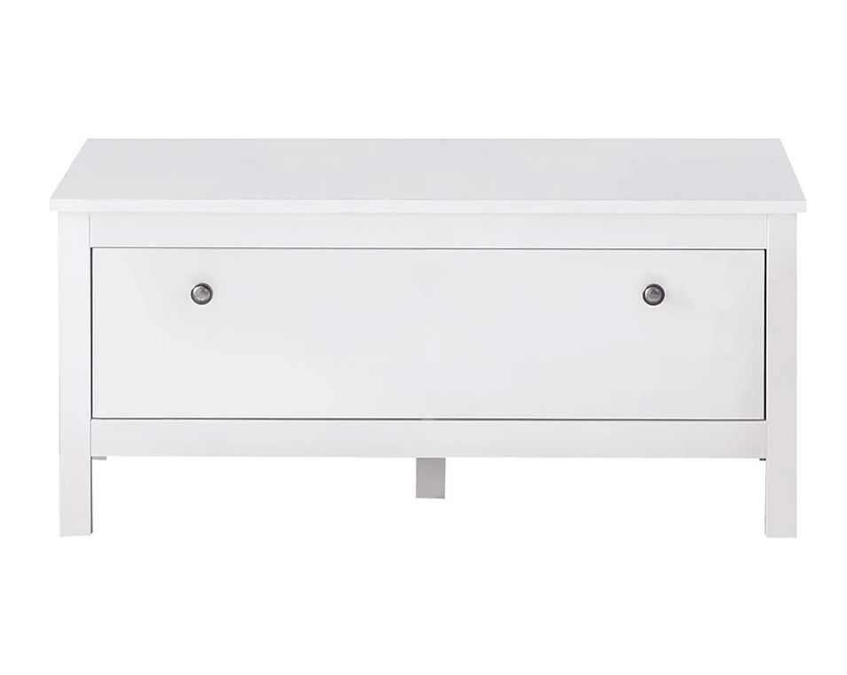 Coffre de rangement 1 porte mélaminé blanc Leone 91 cm - Photo n°1