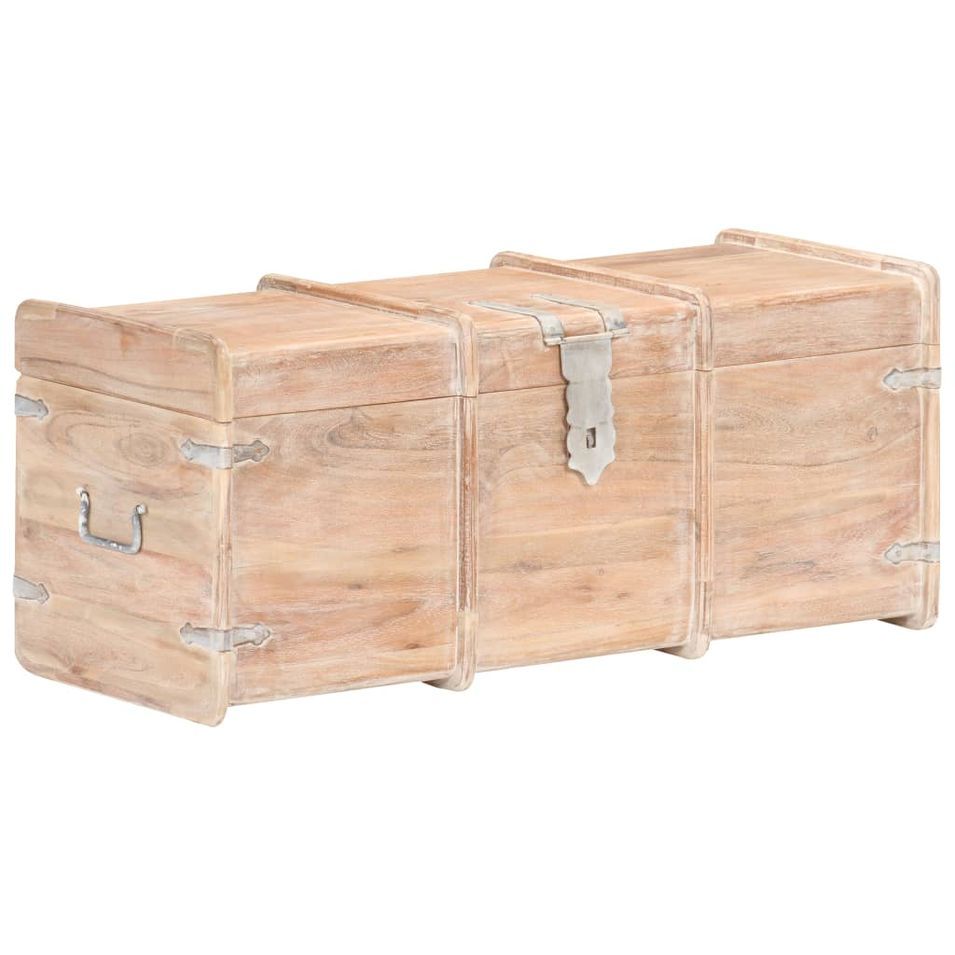 Coffre de rangement 90x40x40 cm Bois d'acacia solide 2 - Photo n°1