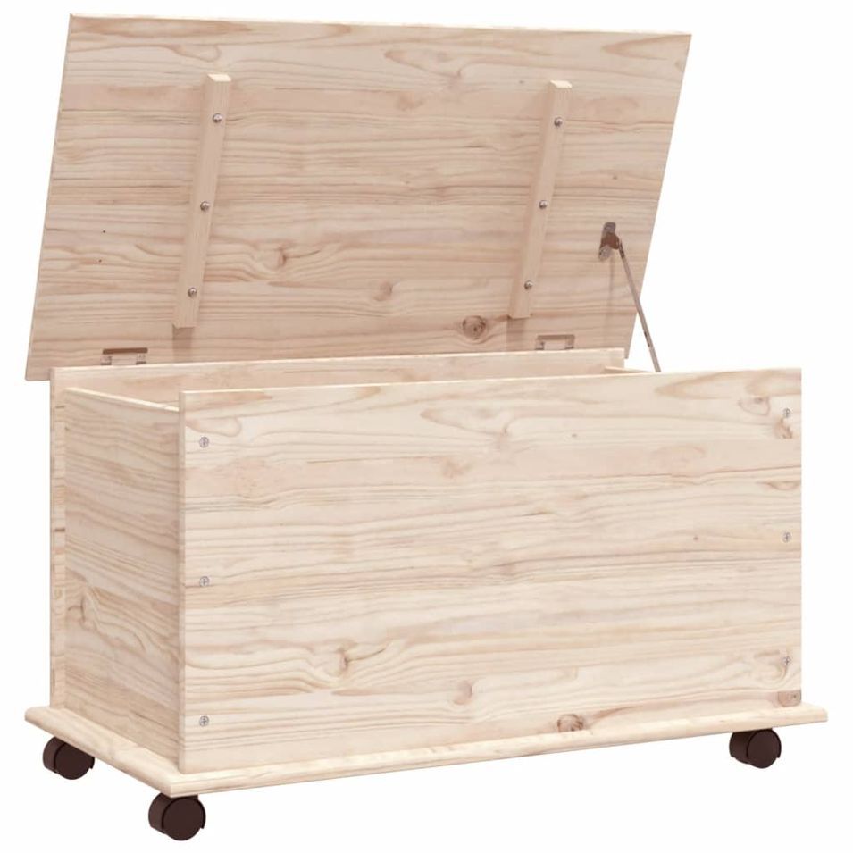 Coffre de rangement à roulettes ALTA 73x39,5x44 cm bois de pin - Photo n°1