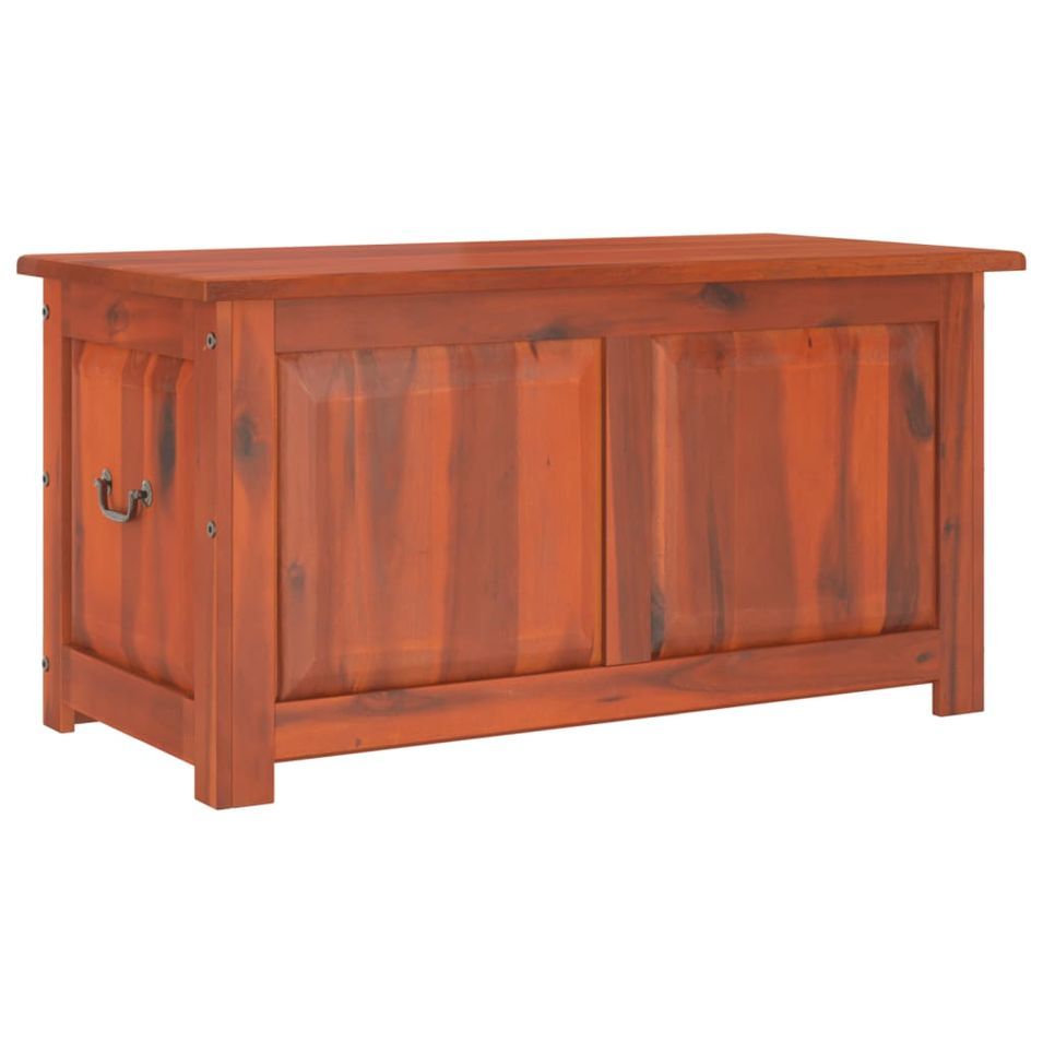 Coffre de rangement avec couvercle marron bois massif d'acacia - Photo n°1