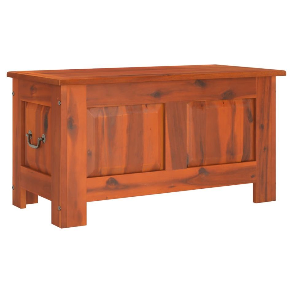 Coffre de rangement avec couvercle marron bois massif d'acacia - Photo n°1