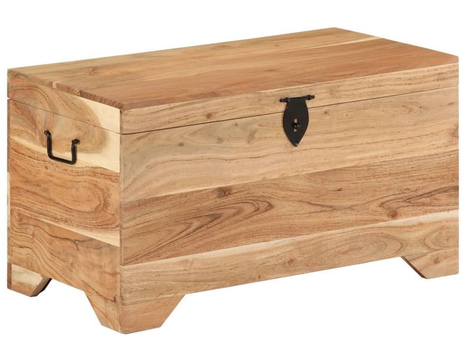 Coffre de rangement Bois d'acacia solide - Photo n°1