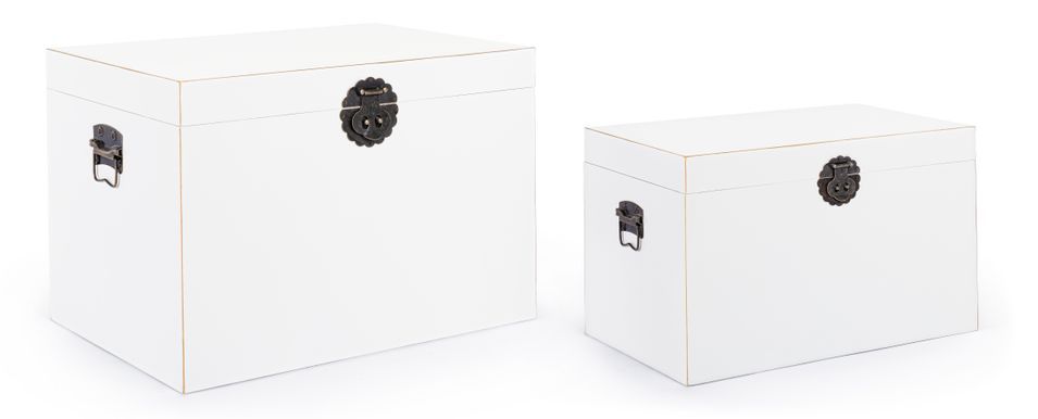 Coffre de rangement bois de sapin blanc Peno - Lot de 2 - Photo n°1