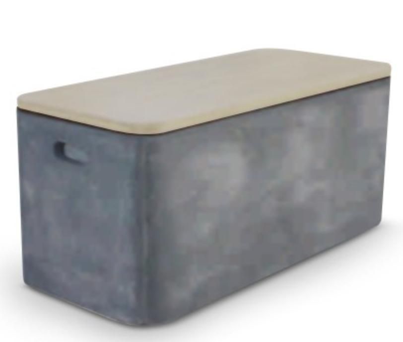 Coffre de rangement effet béton gris foncé et Beige - Photo n°1