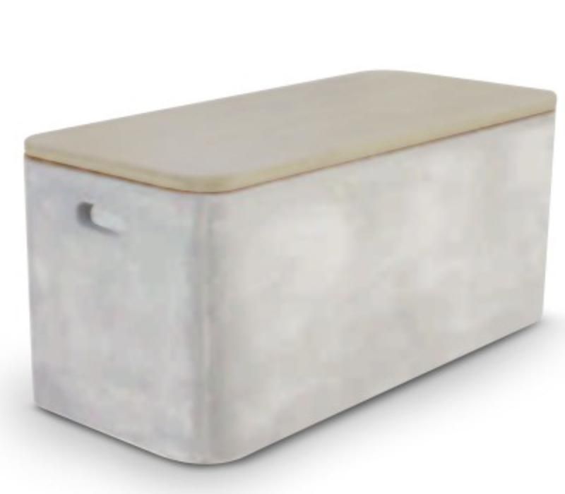 Coffre de rangement effet béton Gris patiné et Beige - Photo n°1