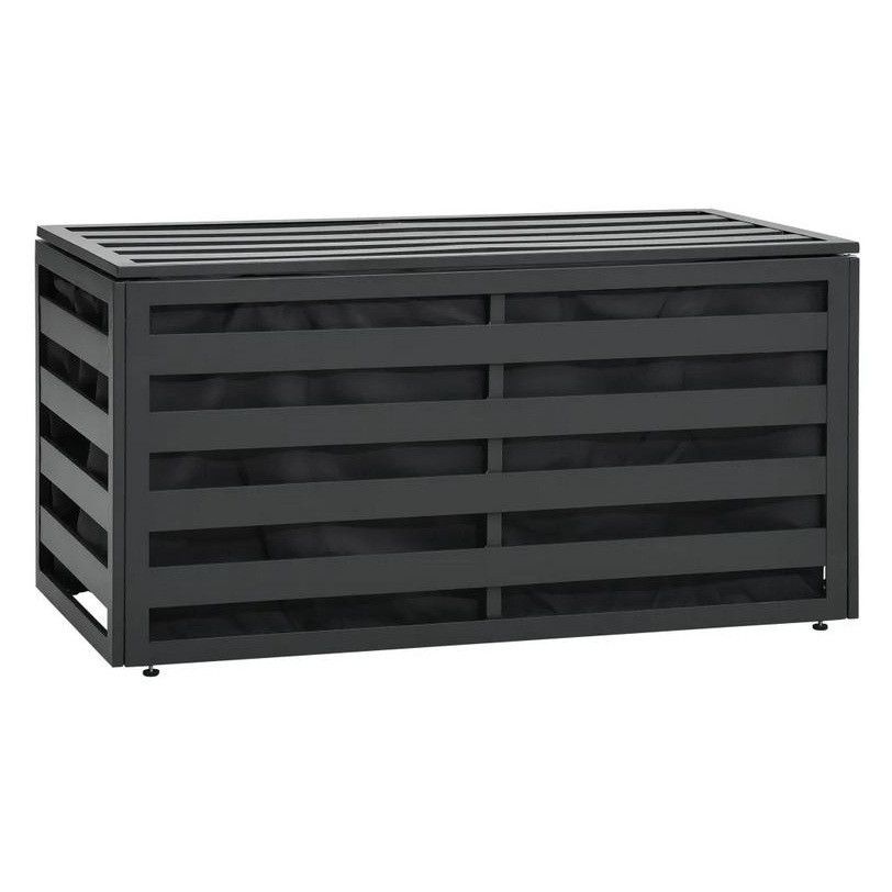 Coffre de rangement jardin métal anthracite Belie 100 cm - Photo n°1