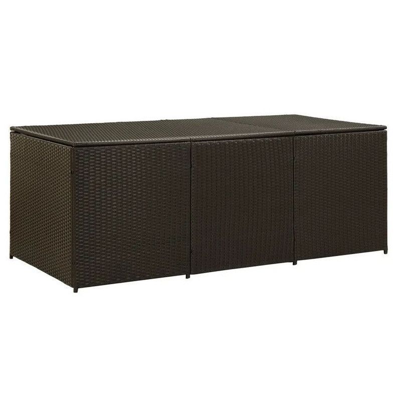 Coffre de rangement jardin résine tressée marron Zamen 180 cm - Photo n°1