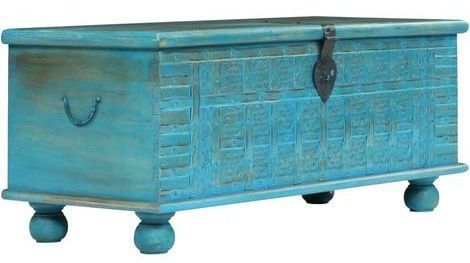 Coffre de rangement manguier massif bleu turquoise Pinkie - Photo n°1