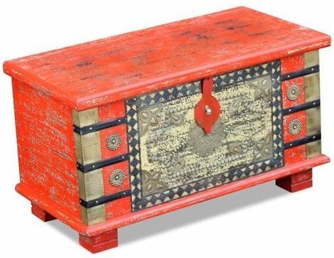 Coffre de rangement oriental manguier massif rouge Pinkie - Photo n°1