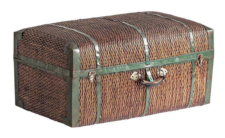 Coffre de rangement rotin foncé et vert Lapabe - Photo n°1