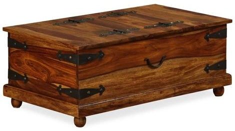 Coffre de rangement sesham massif foncé laqué et Vahina - Photo n°1