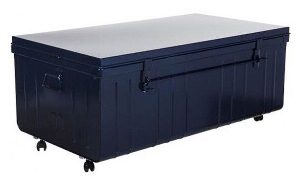 Coffre de rangement sur roulettes métal bleu nuit nacré Buggy - Photo n°1
