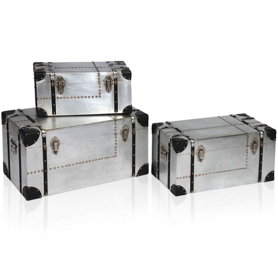 Coffres métal et simili cuir Noir Retro - Photo n°1