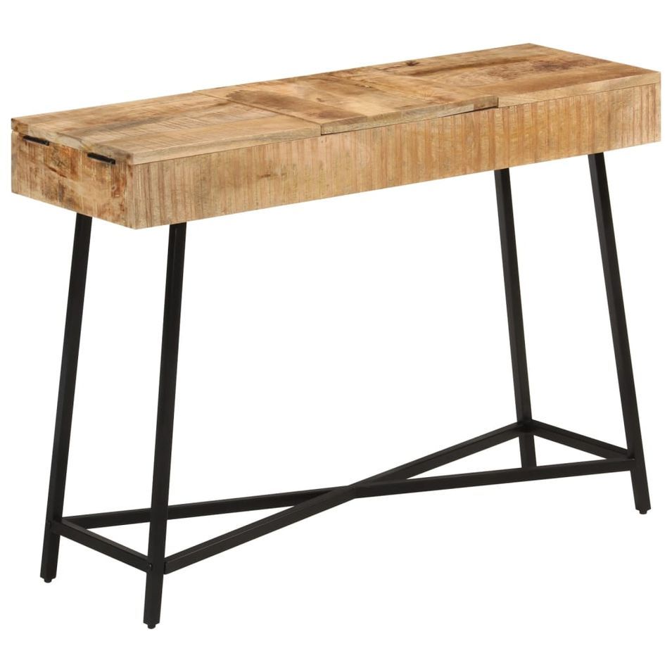 Coiffeuse 105x35x75 cm bois de manguier massif brut et fer - Photo n°1