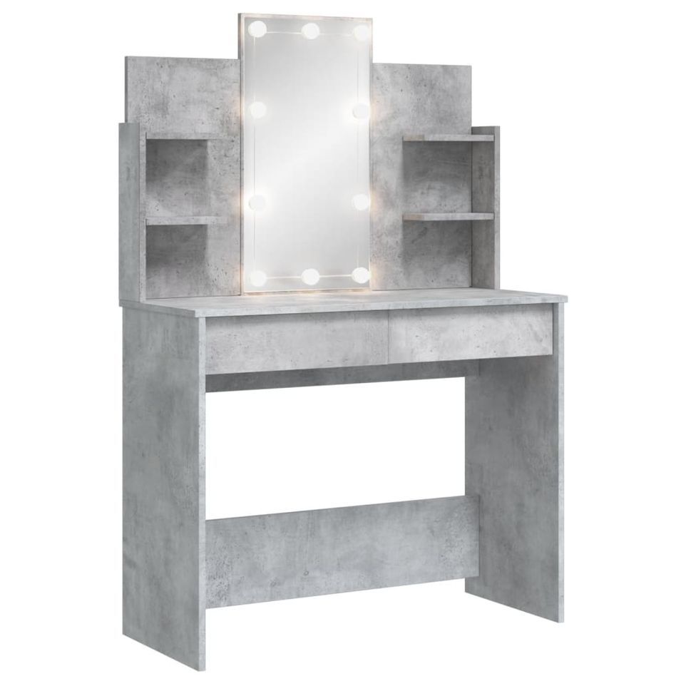 Coiffeuse avec lumières LED gris béton 96x40x142 cm - Photo n°1