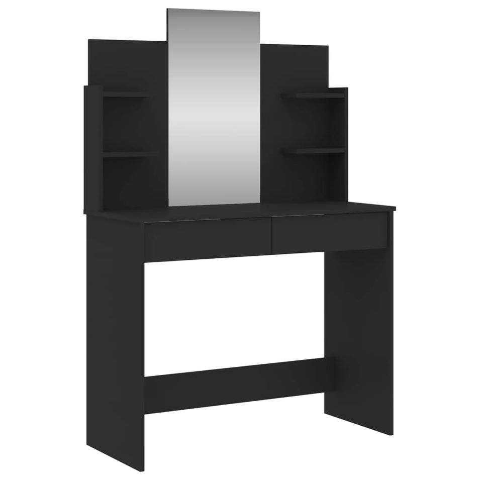 Coiffeuse avec miroir noir 96x39x142 cm - Photo n°1