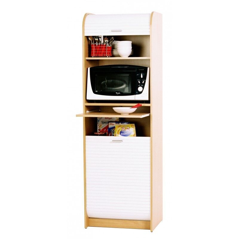 Colonne de cuisine micro-ondes NANTES 181 cm – Meuble de rangement avec étagères - Photo n°1