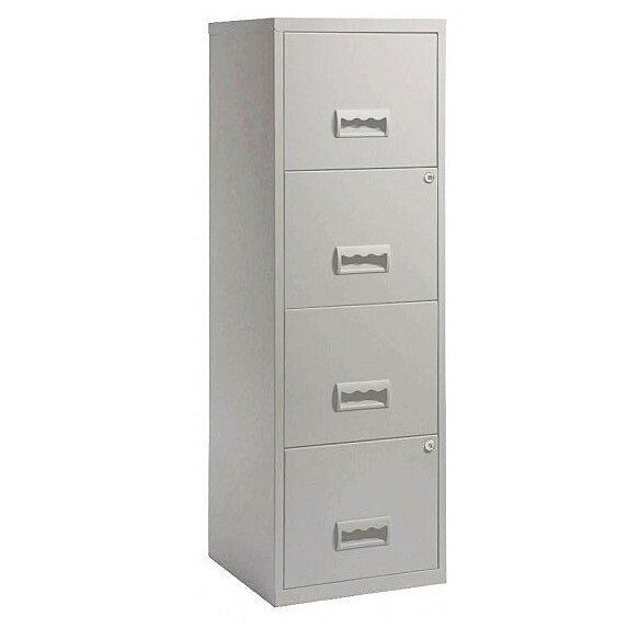 Colonne de rangement en métal Bolane H 126 cm - 4 grands tiroirs avec serrure à clé - Photo n°1