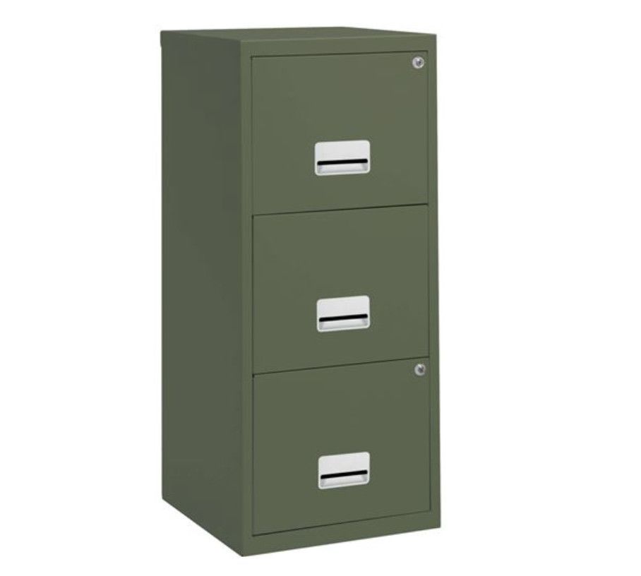 Colonne de rangement en métal Bolane H 96 cm - 3 grands tiroirs avec serrure à clé - Photo n°1