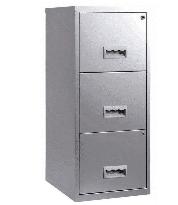 Colonne de rangement en métal Bolane H 96 cm - 3 grands tiroirs avec serrure à clé - Photo n°1