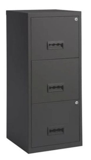 Colonne de rangement en métal Bolane H 96 cm - 3 grands tiroirs avec serrure à clé - Photo n°1