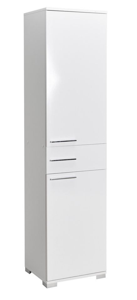 Colonne de rangement multifonctions blanche 2 portes 1 tiroir Lika 45 cm - Photo n°1