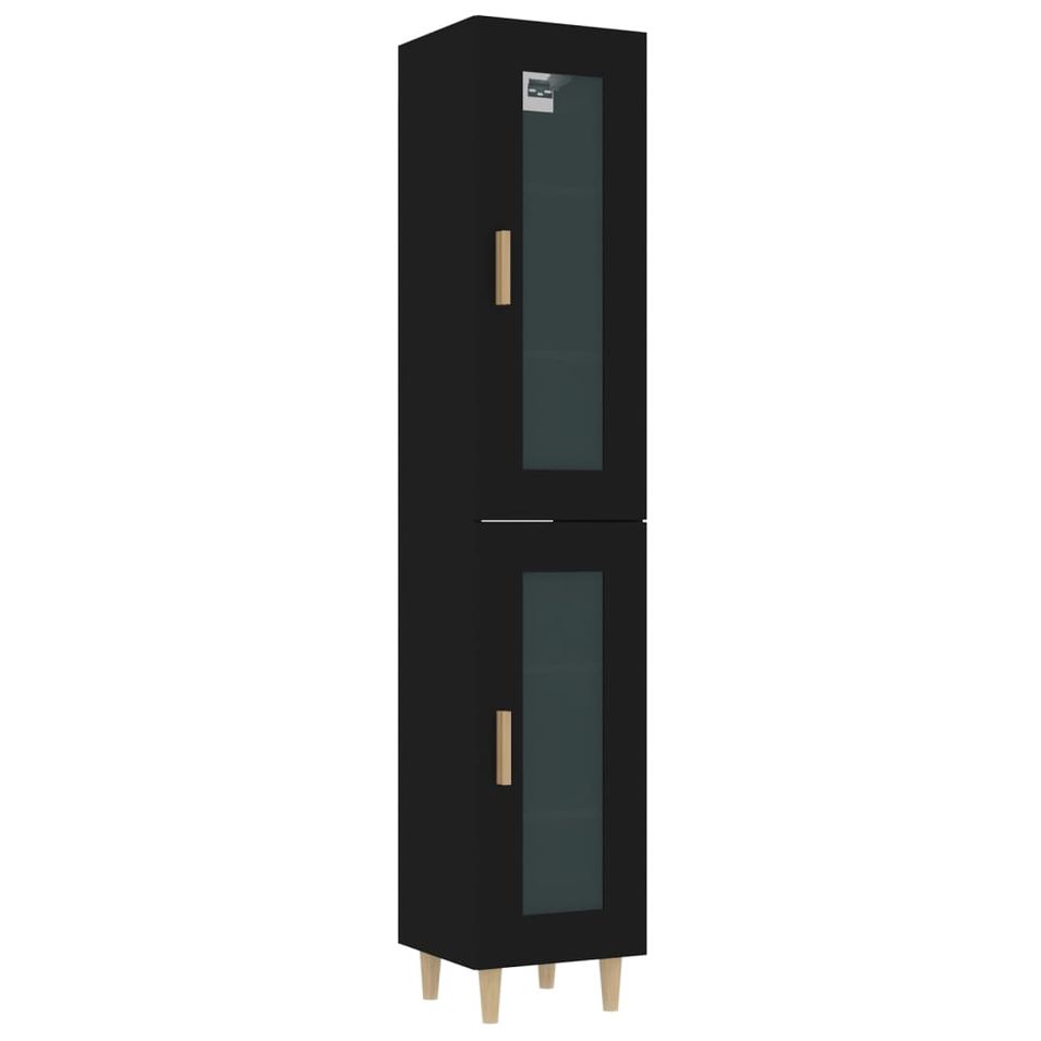 Colonne de rangement Noir 34,5x34x180 cm Bois d'ingénierie 2 - Photo n°1