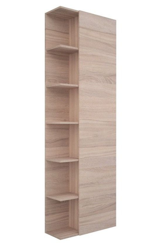 Colonne de salle de bain 1 porte 6 étagères bois clair Teph L 47 cm - Photo n°1