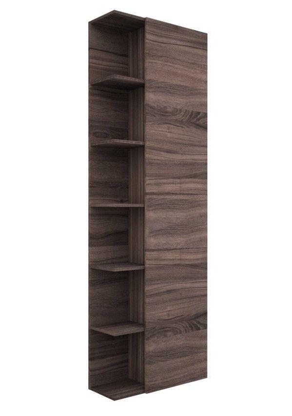 Colonne de salle de bain 1 porte 6 étagères bois foncé Teph L 47 cm - Photo n°1