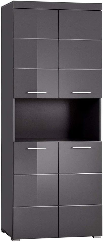 Colonne de salle de bain 2 portes gris brillant Kelia 73 cm - Photo n°1