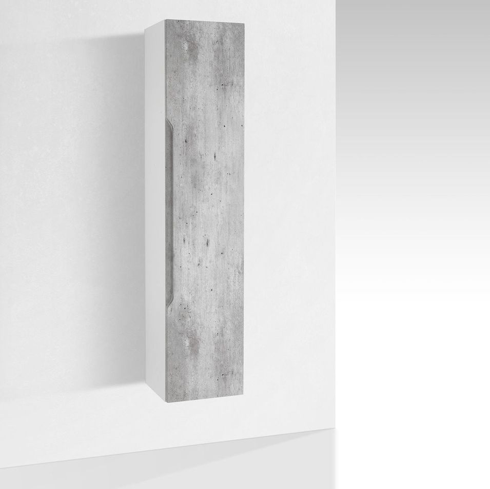 Colonne de salle de bain laqué blanc et effet béton Selb L 35 cm - Photo n°1