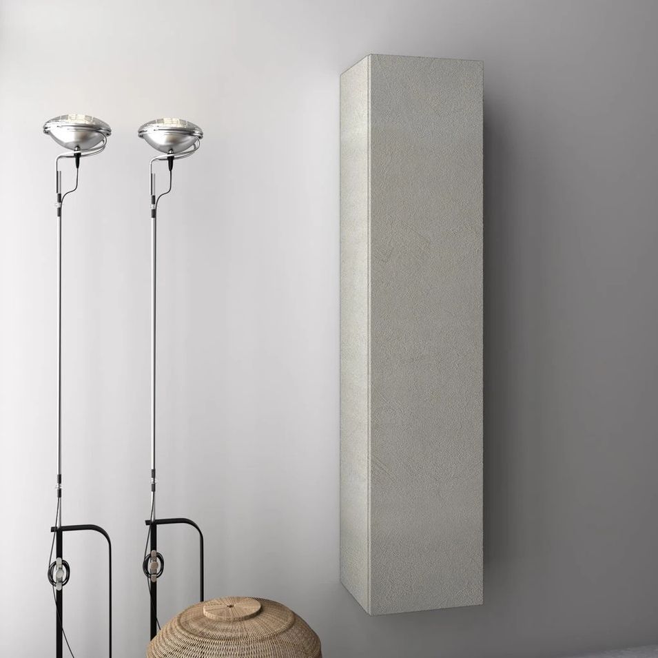 Colonne de salle de bain mélaminé blanc effet pierre Olo L 34 cm - Photo n°1