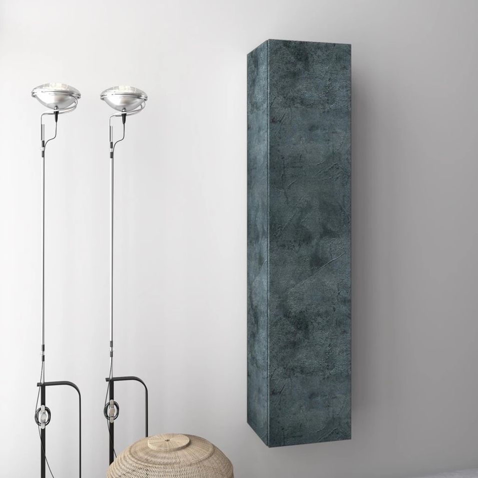 Colonne de salle de bain mélaminé bleu effet pierre Olo L 34 cm - Photo n°1
