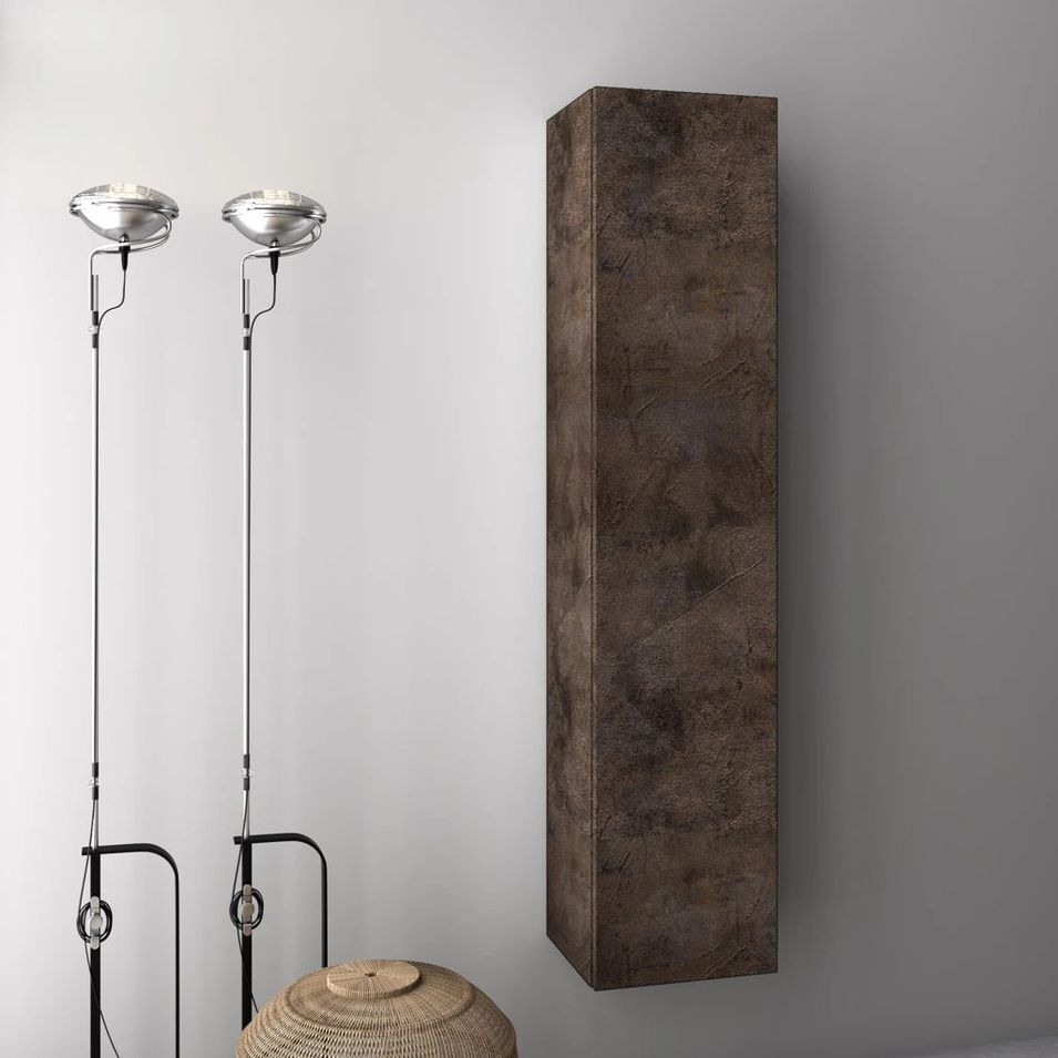 Colonne de salle de bain mélaminé marron effet pierre Olo L 34 cm - Photo n°1