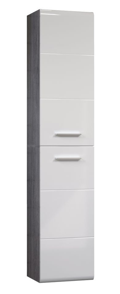 Colonne suspendu 1 porte blanc brillant et gris foncé Touka 35 cm - Photo n°1