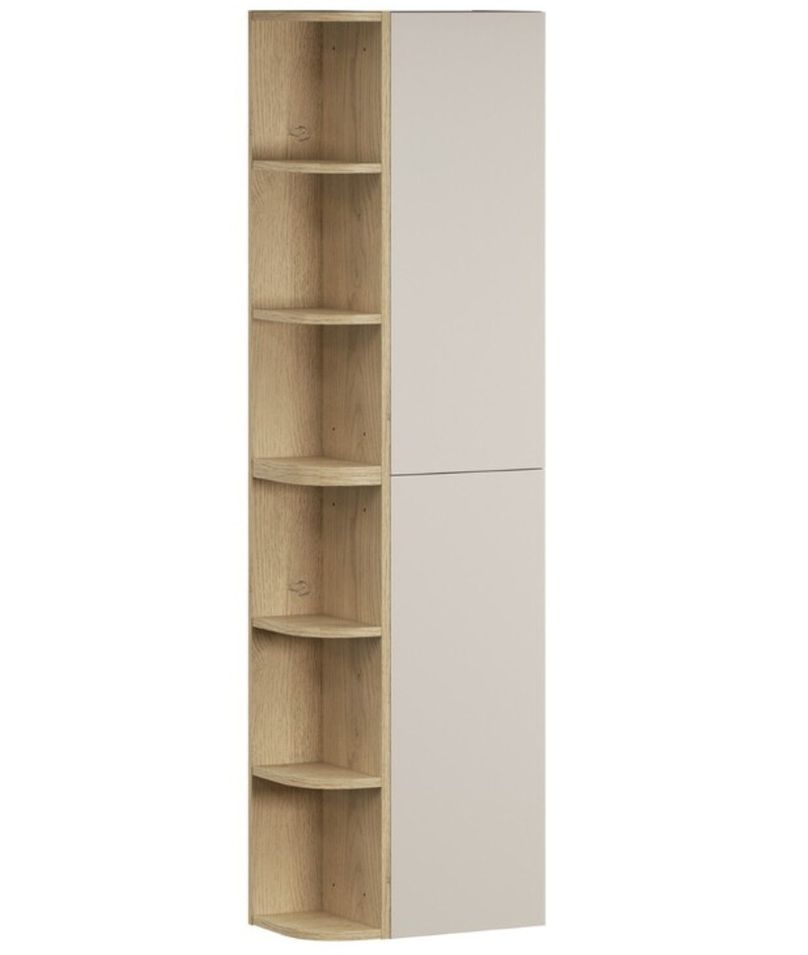 Colonne suspendue DALIA 50 cm Cachemire 2 portes avec niches ouvertes arrondies – Meuble de rangement design pour salle de bain - Photo n°1