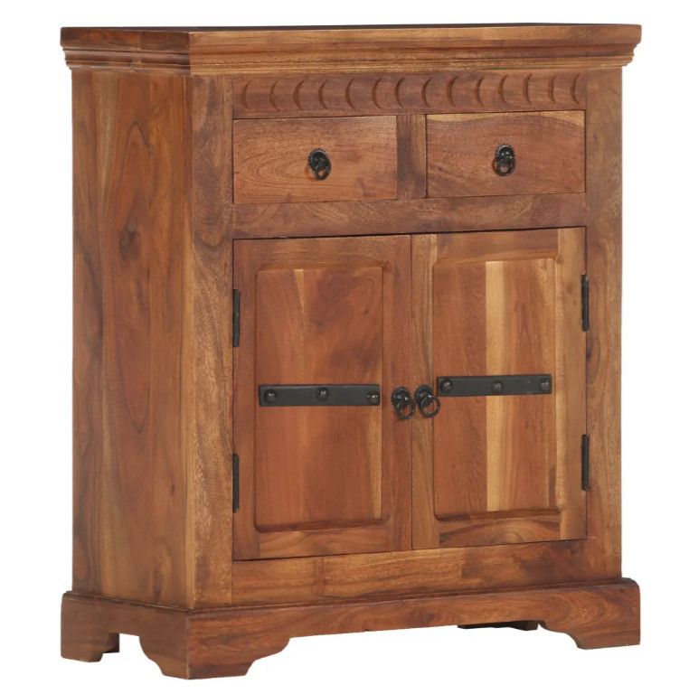 Commode 2 portes 2 tiroirs acacia massif foncé Sokina - Photo n°1