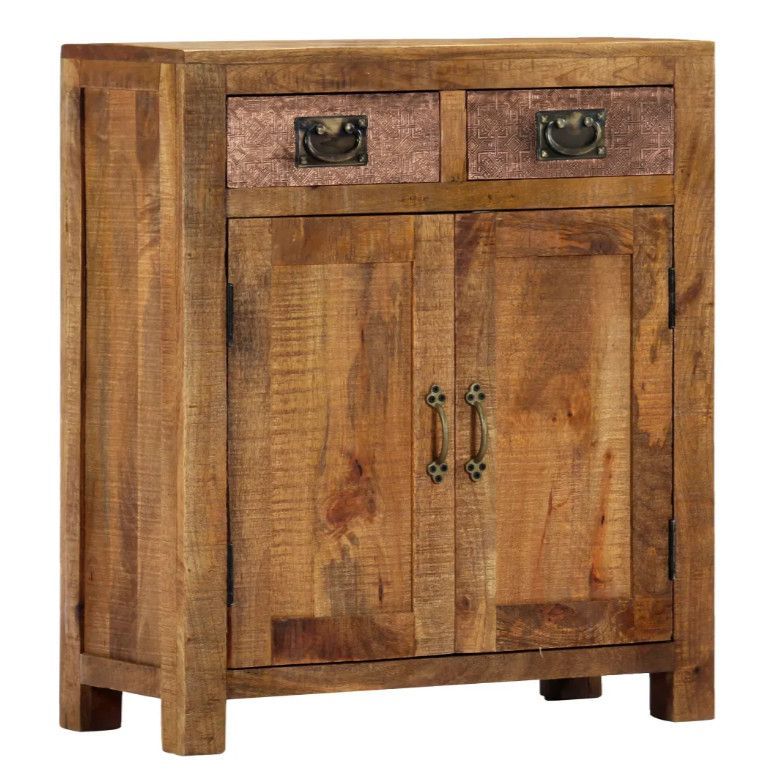 Commode 2 portes 2 tiroirs manguier massif foncé Leu - Photo n°1