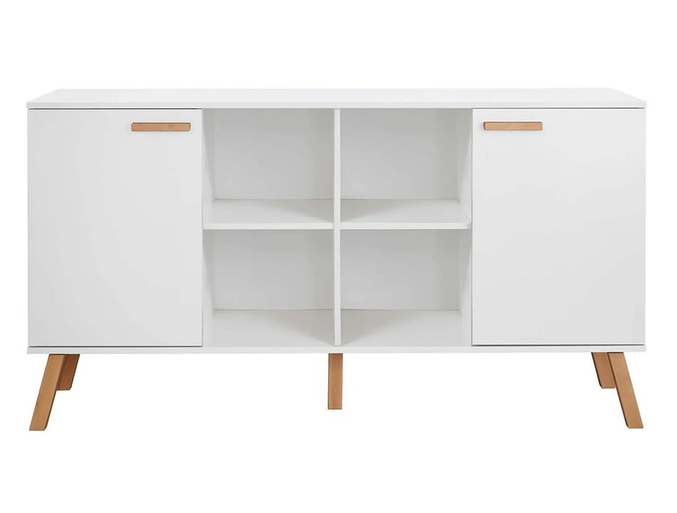 Commode 2 portes mélaminé blanc Mathys - Photo n°1