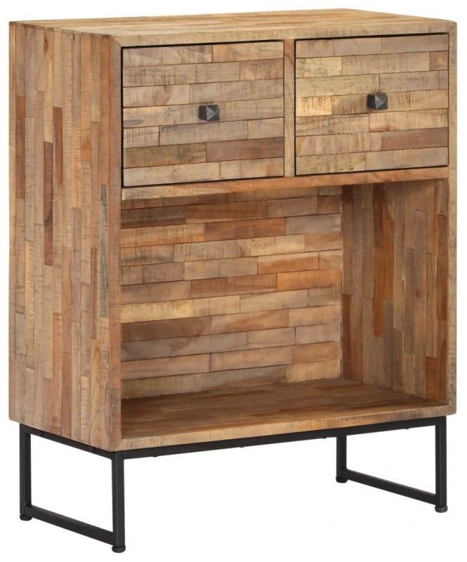 Commode 2 tiroirs 1 niche teck recyclé clair Voust - Photo n°1
