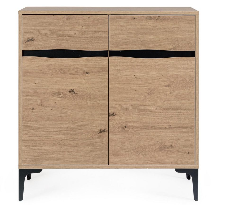 Commode 2 tiroirs MELYS 80 cm – Métal & bois - Photo n°1