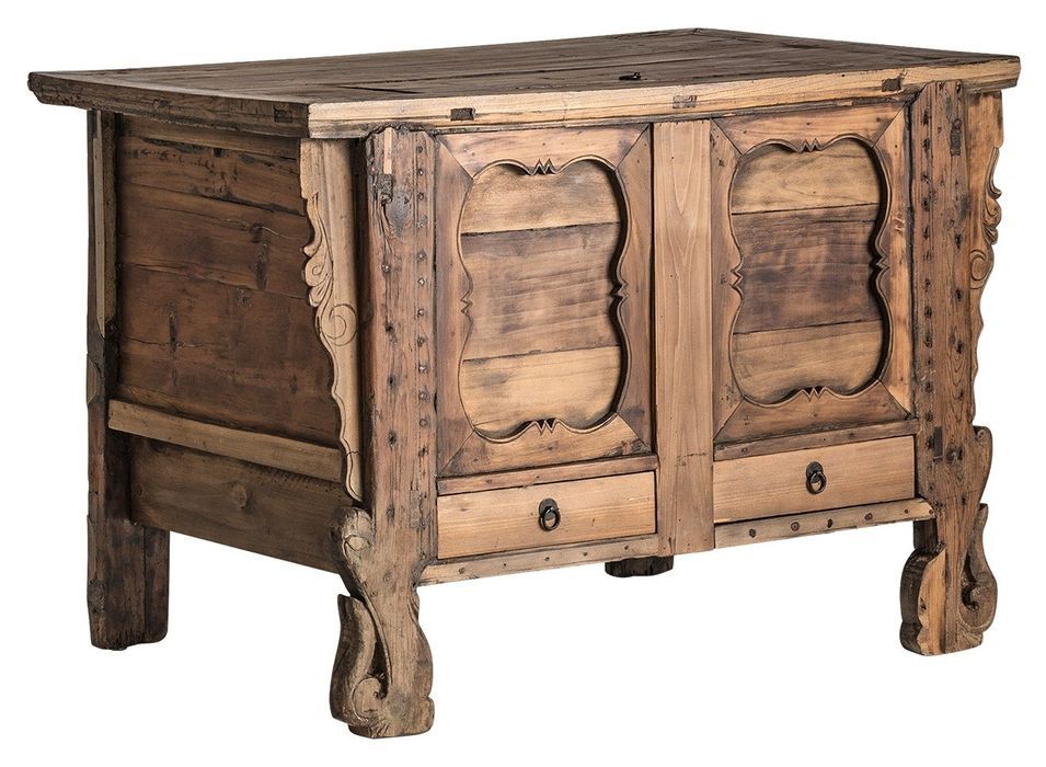 Commode 3 portes 2 tiroirs orme massif foncé Jary - Photo n°1