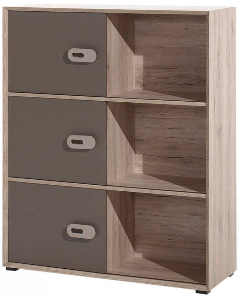 Commode 3 portes 3 niches bois clair et marron Foresta - Photo n°1