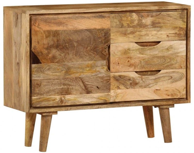 Commode 3 tiroirs 1 porte manguier massif clair Sopra - Photo n°1