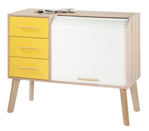 Commode 3 tiroirs avec rideau HAPPY 110 cm – Meuble de rangement moderne avec niche - Photo n°1