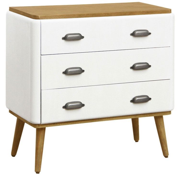 Commode 3 tiroirs bois blanc et clair Haziel - Photo n°1