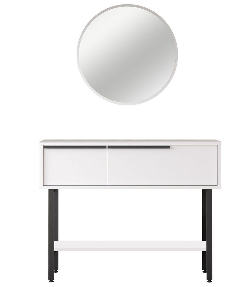 Console fixe avec miroir bois et rotin Zenax 160 cm - Photo n°1